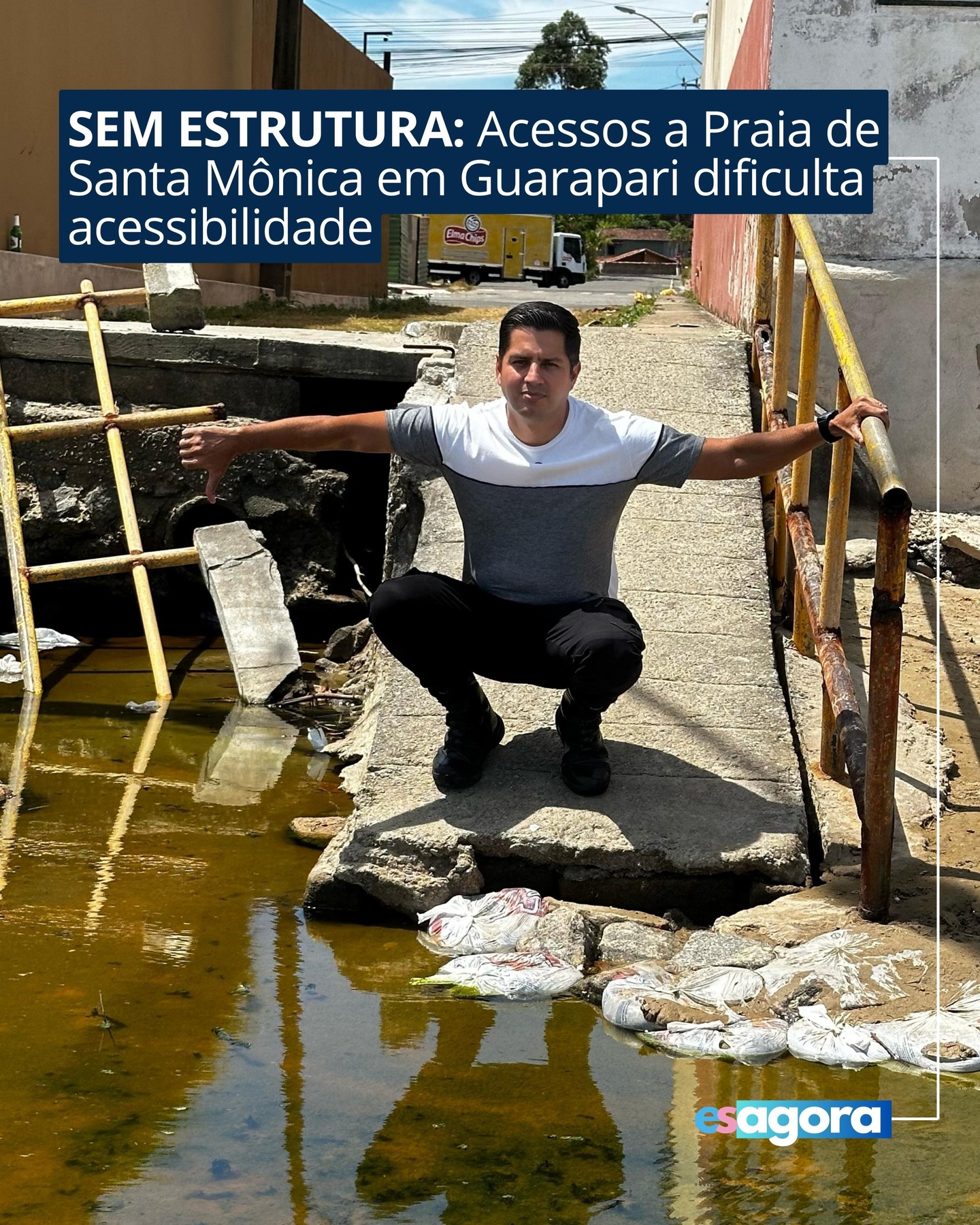 Os acessos à Praia de Santa Mônica estão em estado crítico